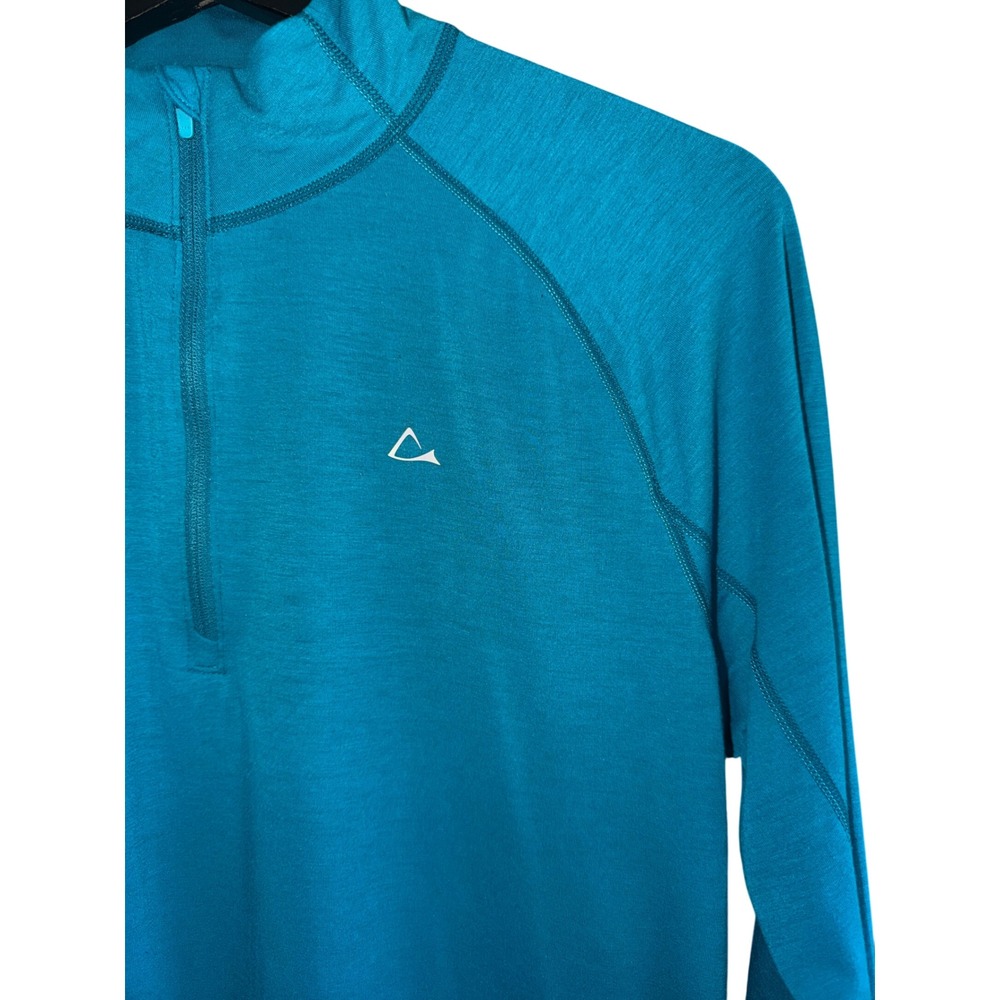 Paradox Womens XL Merino Blend 1/4 Zip Base Layer Teal Long Sleeve Thumbholes - Picture 3 of 7